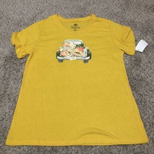 Women's Truck Load Tee T-shirt fall short sleeve crew neck size S mustard yellow